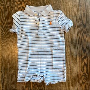 Striped Blue Polo Kids Shortall